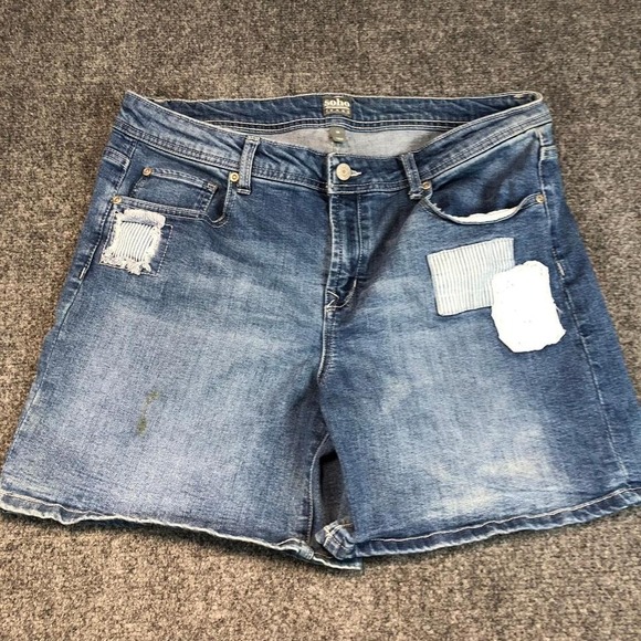 Pants - Soho Jeans Women's Blue Denim Shorts with Patches Size 14